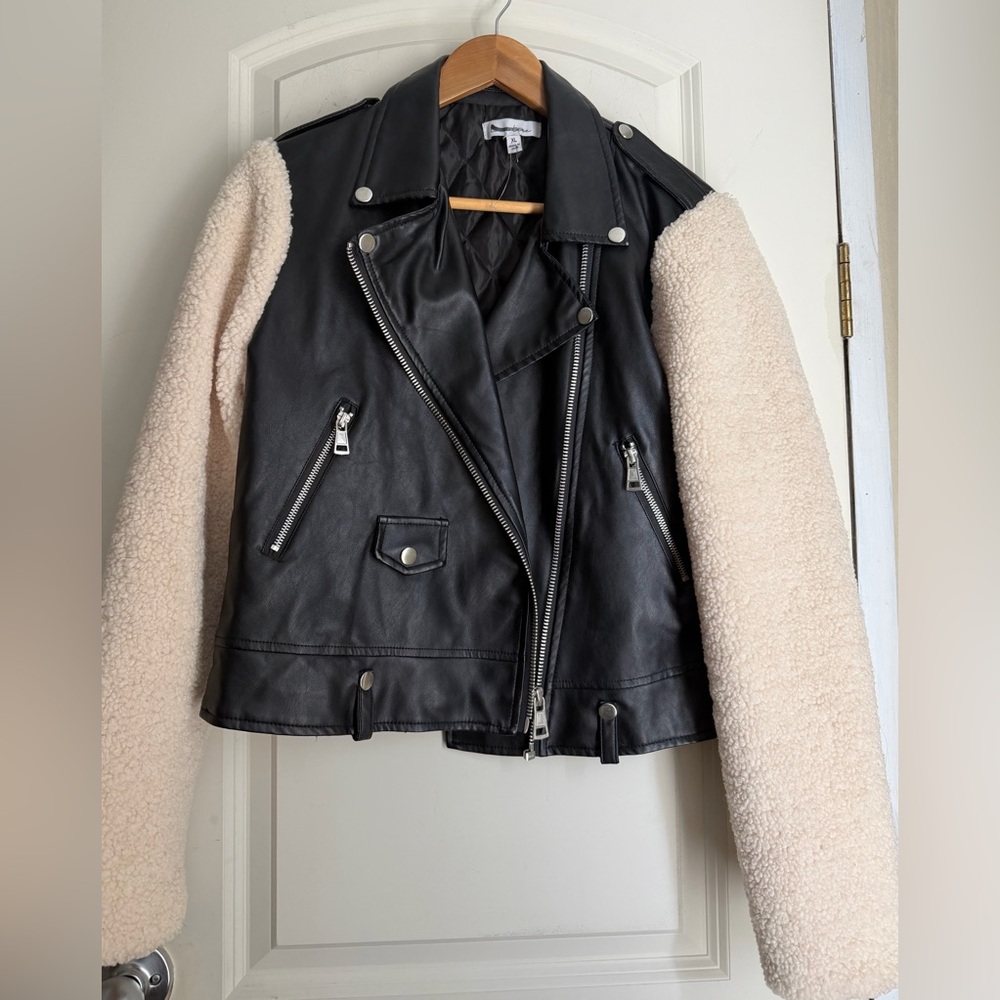 Love Tree Women's Black Faux Leather/Fur Jacket Sz XL boho western - Picture 2 of 7